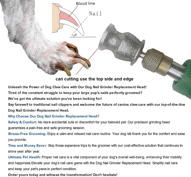 Diamond Pet Dog Nail Grinder Replacement Heads for Dremel Dog Nail Grinder Attachment kit,1/8'' Nail Claw Care Grooming Rotory Wheel for Dremel Animals Pet Dog Nail Grinder Attachment （Large） - PawsPlanet Australia
