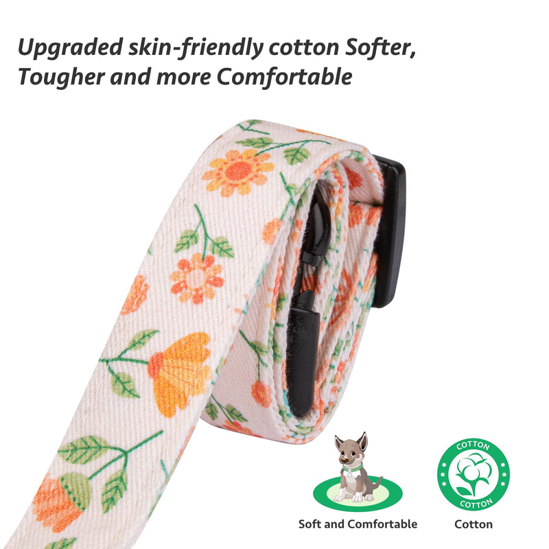Cotton Handmade Dog Collar Cute and Distinctive Patterns Pink Sunflower with Pendant for Girl Boy Dogs Collars S Beige Sunflower