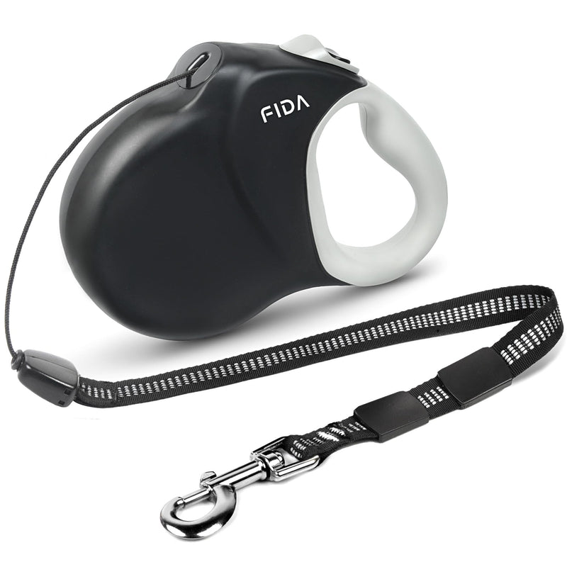 Fida Upgraded Retractable Dog Leash 30ft, Heavy Duty Pet Walking Leash for Medium/Large Breed up to 110 lbs, 360° Tangle-Free Long Retract Dog Lead, Soft Grip, One-Hand Brake, Black Large（30ft）