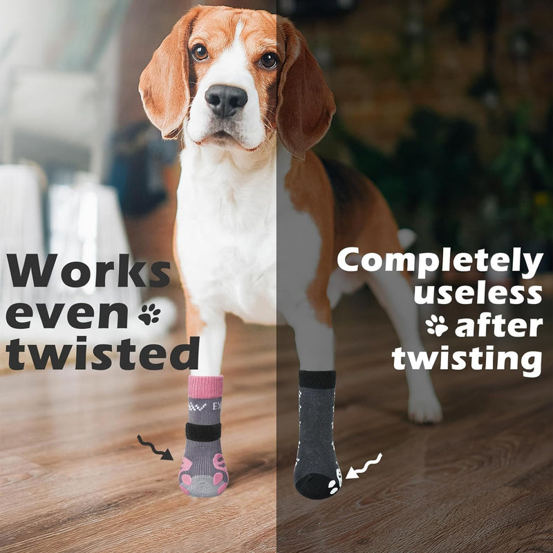 EXPAWLORER 4Pcs Anti-Slip Dog Socks - Double Side Non-Slip Paw Protector for Hardwood Floors,Prevent Licking,Dog Booties,Dog Shoes for Hot/Cold Pavement Small (4 Count) - PawsPlanet Australia