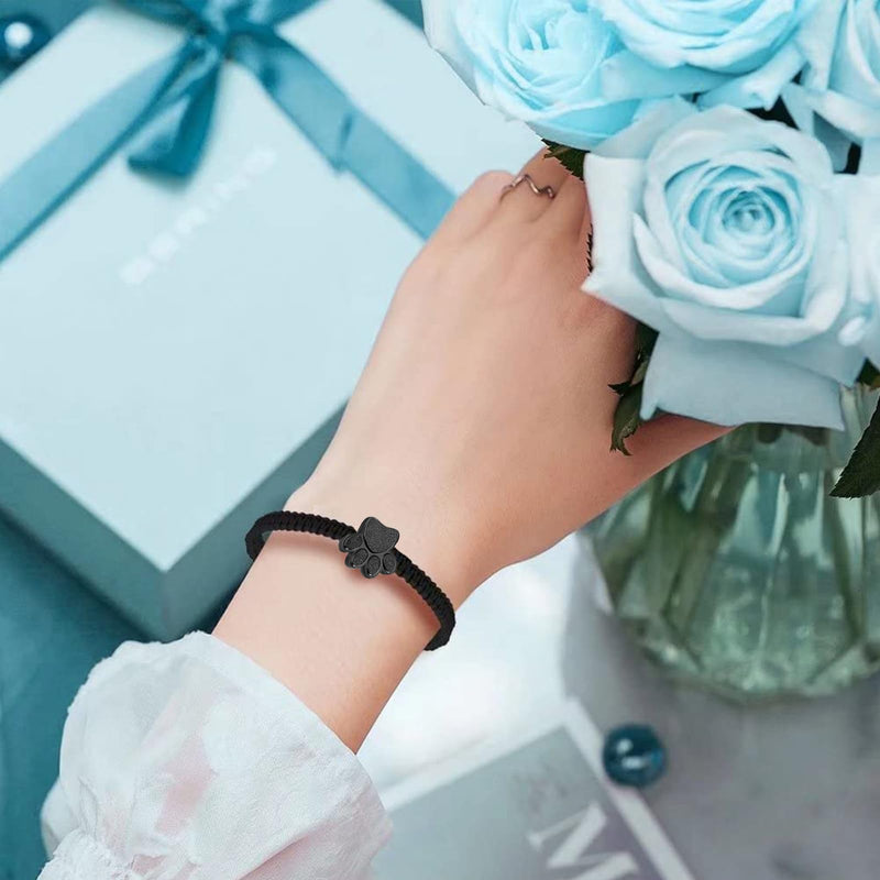 Cremation Jewelry Urn Bracelet for Ashes for Women Men of Loved Ones Cat Dog Paw Keepsake Memorial Rope Bracelet Black-you were - PawsPlanet Australia
