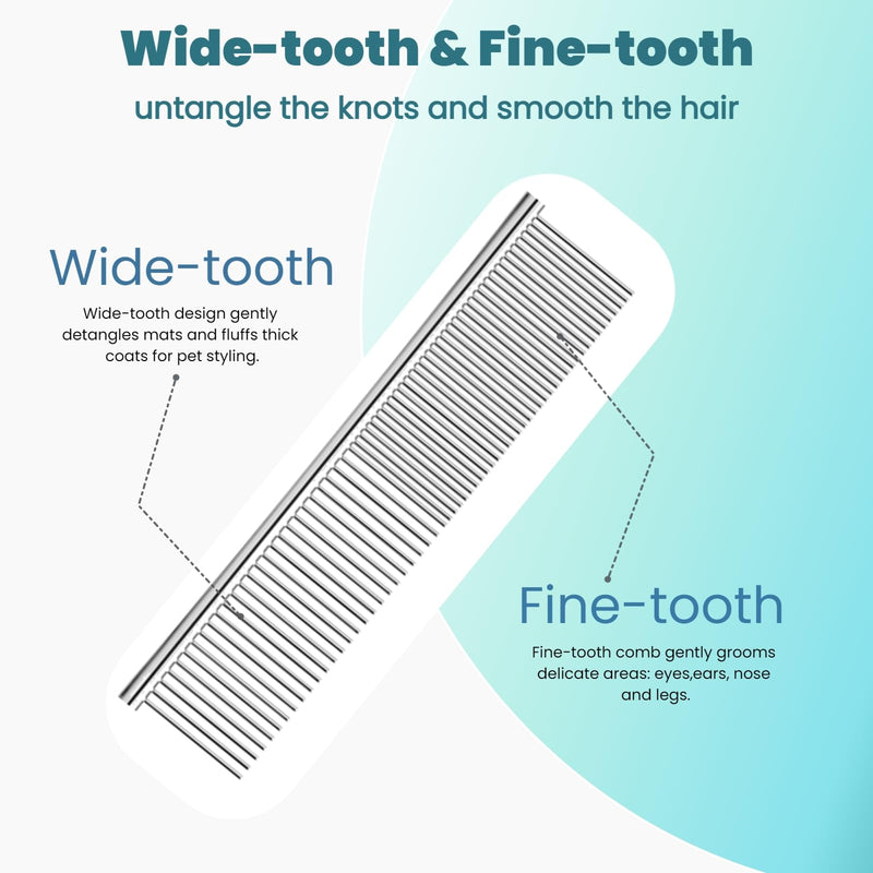 [3 Pack] Stainless Steel Pet Comb Set – Grooming Combs for Dogs & Cats, Large Medium Small Sizes – for Long, Short, Curly Hair, Detangling Matted or Knotted Undercoat Hair - PawsPlanet Australia