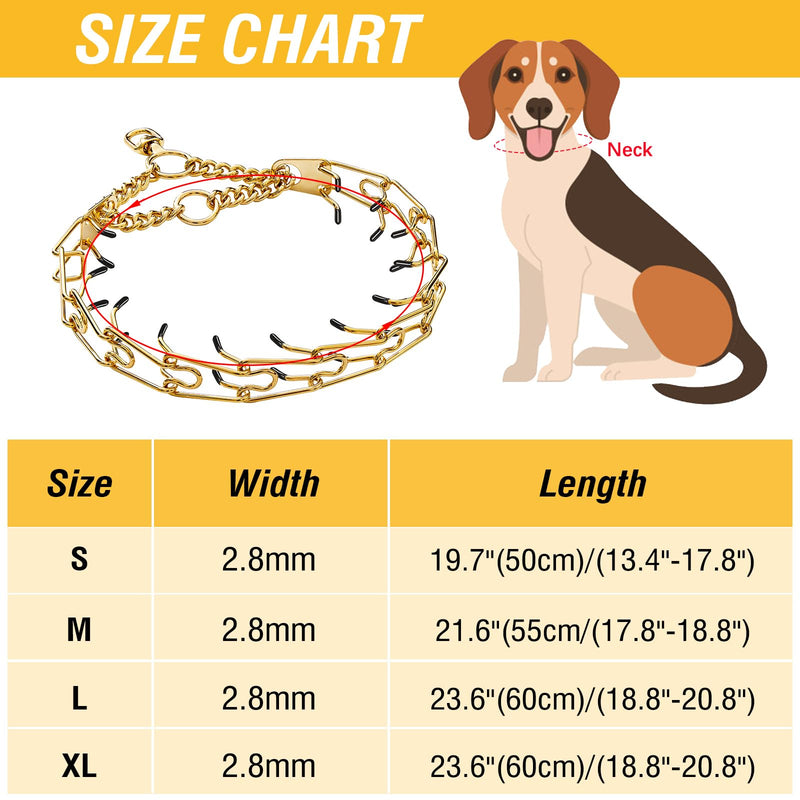 Dog Pinch Collar Stainless Steel,Gold Prong Dog Training Collar,No Pull Martingale Collar Stainless Steel Metal Chain Collar,Adjustable Size Collar for Medium and Large Dogs(S, Gold) S - PawsPlanet Australia