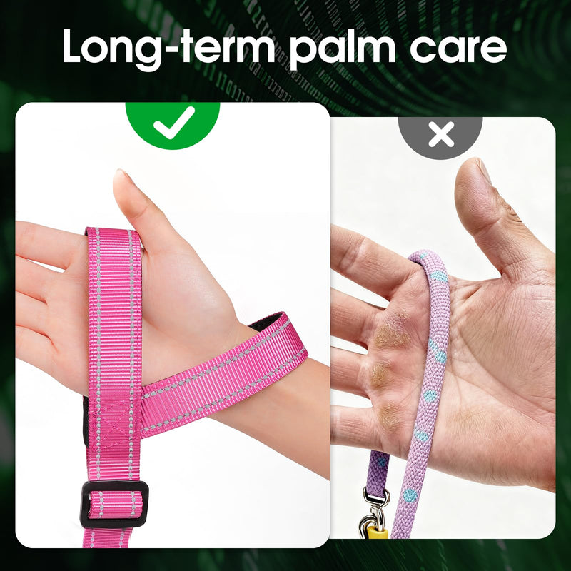 Hands-Free Dog Leash, Heavy Duty No-Pull Training Lead w/Anti-Tangle, Double Padded Traffic Handles Adjustable 5-5.6FT & Reflective Thread for Medium Large Dogs for Running/Walking Pink Pink (Included Traffic Handle) 5-5.6ft(Width 1") - PawsPlanet Australia