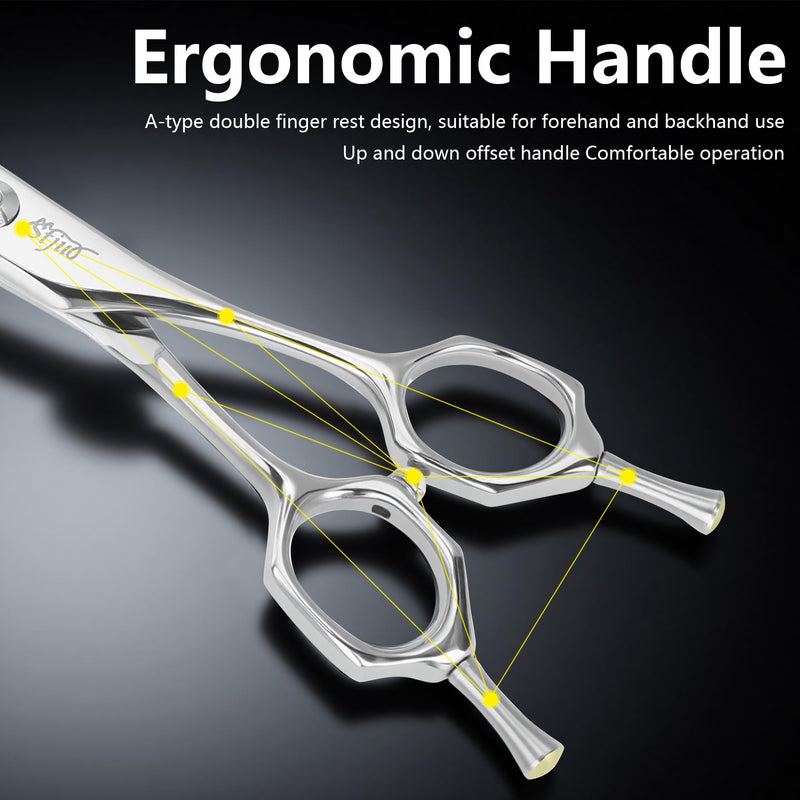Professional Dog Grooming Scissors, Japanese 440C Stainless Steel, 62 HRC Hardness (Curved Chunker, 7'') Curved Chunker 7'' - PawsPlanet Australia