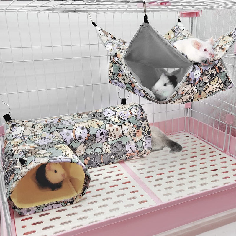 Guinea Pig Ferret Rat Corner Tunnel and Hammock, Guinea Pig Hideout Corner Tunnel & Tubes for Bunny Rabbit Hedgehog Piggy Chinchilla Toys and Cage Accessories 1. Hammock&Tunnel-Cat - PawsPlanet Australia