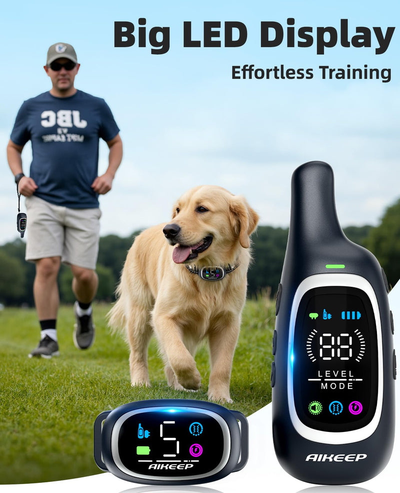 2-in-1 Dog Shock Collar and Bark Collar for Dogs – 3300FT Dog Training Collar with Remote, IP67 Waterproof e Collar with Anti-Bark/Beep/Vibration/Shock Modes for Small Medium Large Dog(8-120Lbs) Black - PawsPlanet Australia