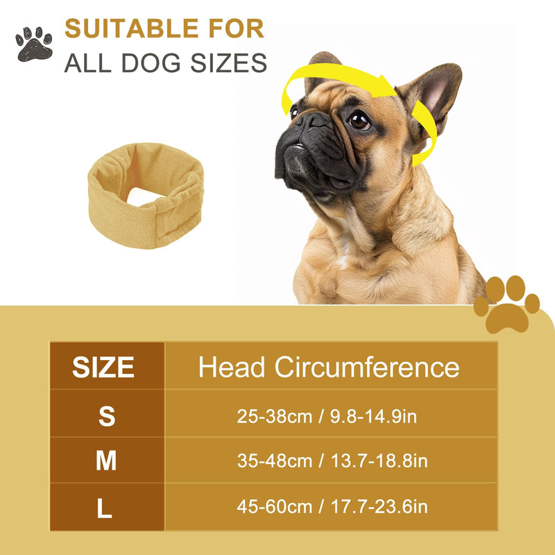 Dog Ear Protectors for Noise Anxiety Relief, Reusable Dog Ear Defenders with Adjustable Headband, Soft & Breathable, for Fireworks, Grooming, Travel (Yellow, M) Yellow