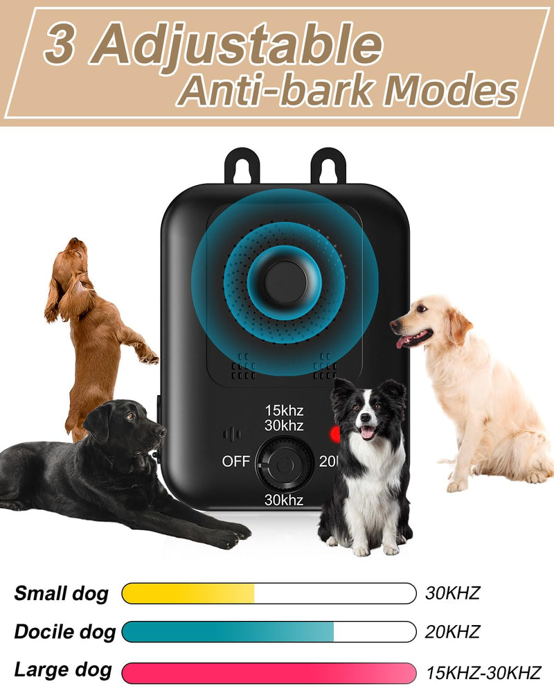 Anti Barking Devices, Auto Dog Barking Control Devices with 3 Modes, Rechargeable Ultrasonic Dog Bark Box Dog Barking Deterrent Devices, Effective Stop Barking Dog Devices for Indoor & Outdoor Dogs 9 PU86-1pcs Black - PawsPlanet Australia