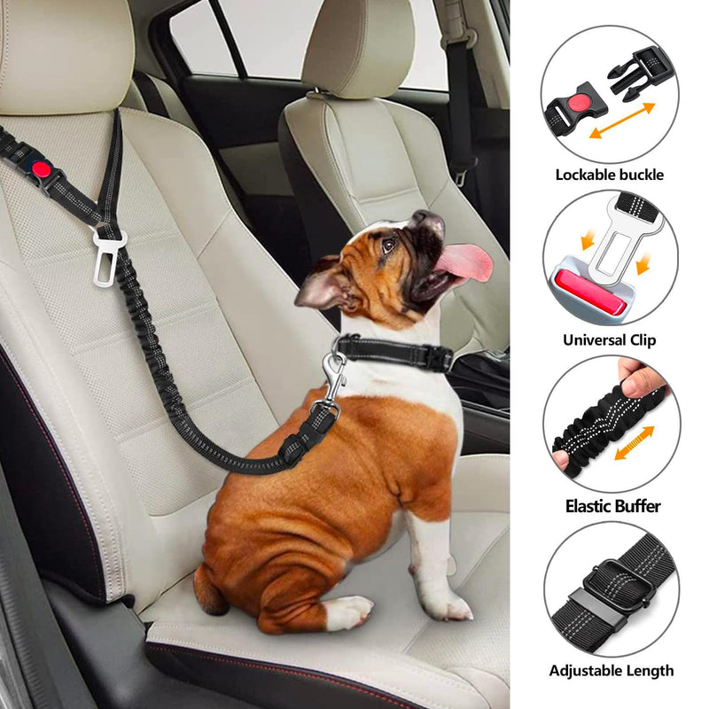 Removable Dog Seat Belt Harness for Car, 3 in 1 Pet Car Seatbelt Leash, Retractable Restraint Secures to Vehicle Headrest & Adjustable Reflective Dog Seatbelt Tether (Deep Blue, 1pcs) Deep Blue - PawsPlanet Australia