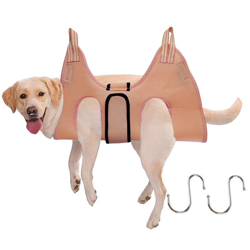 Generic Cat Grooming Hammock - Hammock Dish Cleaning Backpack - Carrying Strap Holder with S-Hook for Cutting, Examining and Bathing Nails L Pink