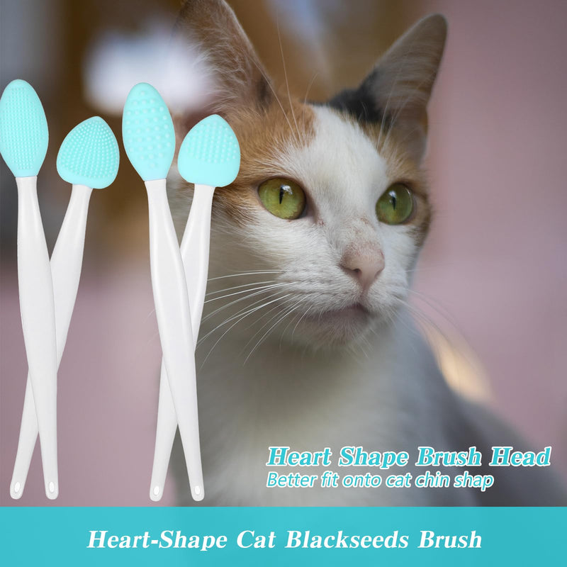 8Pcs Cat Acne Brush Pet Black Seed Brush for Cat Grooming Essentials Soft Silicone Double-Sided Scraper for Chin Acne and Cleaning Cats Exfoliation Removing Tool Can Hung With Rope (Green) - PawsPlanet Australia