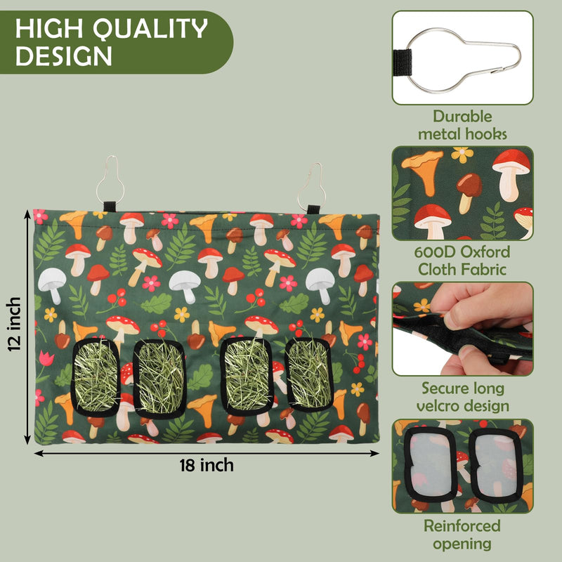 Rabbit Hay Feeder Bag with 4 Holes Mushroom Guinea Pig Hanging Hay Feeding Bag Storage Dispenser for Chinchilla Hamster Bunny Small Animal Pet - PawsPlanet Australia
