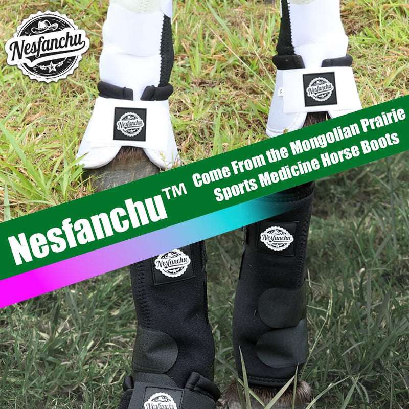 Sports Medicine Horse Boots,Nesfanchu Protective Boot for Horses,Protection & Shock Absorber,Suitable for Jump Training & Trails,2 Pack Breathable Material Design (Black, Large) Black