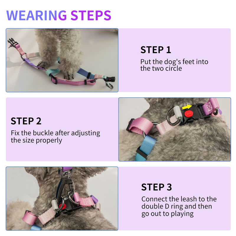AIITLE Step in Dog Harness Collar Leash Set - Adjustable Heavy Duty No Pull Halter Harness - 360°Swivel Carabiner Clip,Safety Buckle,Easy Fit - Training Walking Running for Small Medium Large Dogs L Pink - PawsPlanet Australia