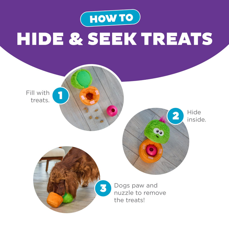 Outward Hound Nina Ottosson Snack Palz Interactive Plush Dog Puzzle with Treat Ball, Dog Enrichment Toys, Stuffable Dog Toy, Plush, Cactus, Green - PawsPlanet Australia