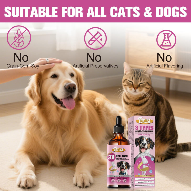 Liquid Collagen for Dogs & Cats - Grass-Fed Hydrolyzed - for Joint, Hip, Skin & Coat Nutritional Support 1