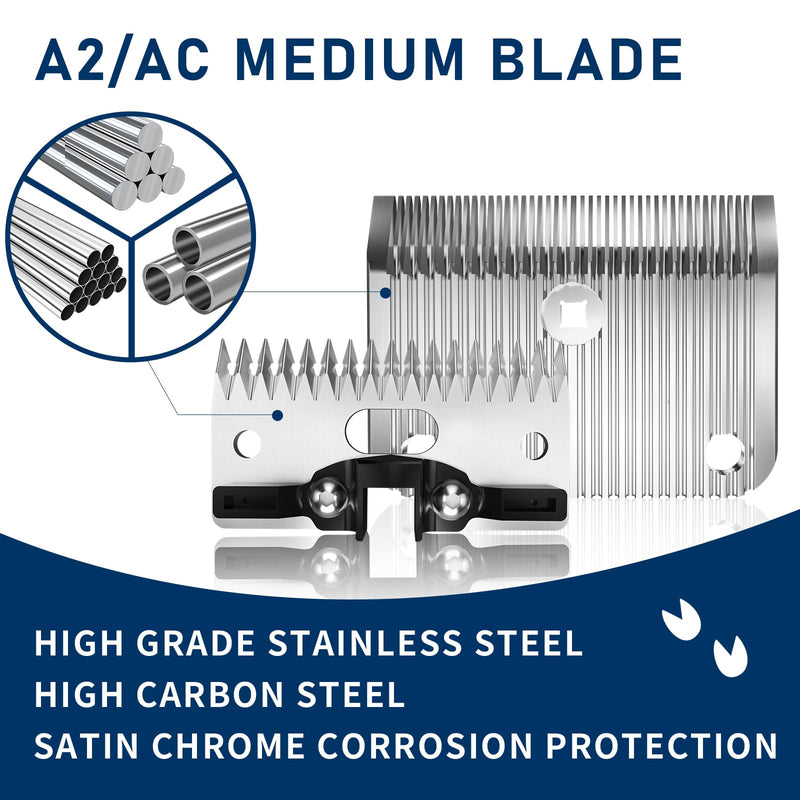 A2/AC Medium Blade Compatible with Lister Star, Legend, Liberty, and Fusion Animal Clippers,Made of Stainless Steel,Cut Length 3/32 in(2.5 mm) (Medium Blade 1PACK) Medium Blade 1pack - PawsPlanet Australia