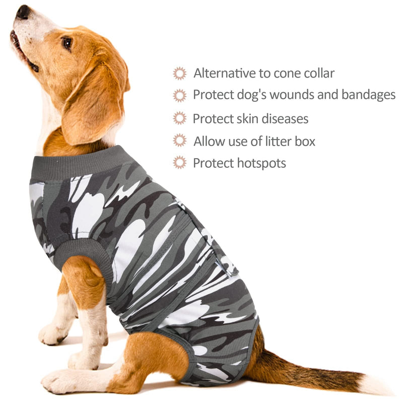 Kuoser Recovery Suit for Dogs Cats After Surgery, Professional Pet Recovery Shirt Dog Abdominal Wounds Bandages, Substitute E-Collar & Cone,Prevent Licking Dog Onesies Pet Surgery Recovery Suit XL (Back:20.1-24.8'', Weight:42-75 LB) Camouflage - PawsPlanet Australia