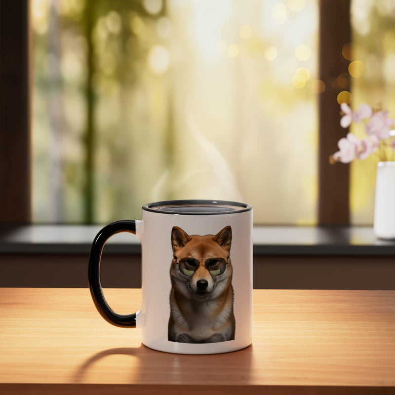 Cool Shiba Inu Sunglasses Dog Graphic Funny Pet Lover Ceramic Mug, Black/White 11 Ounces - PawsPlanet Australia