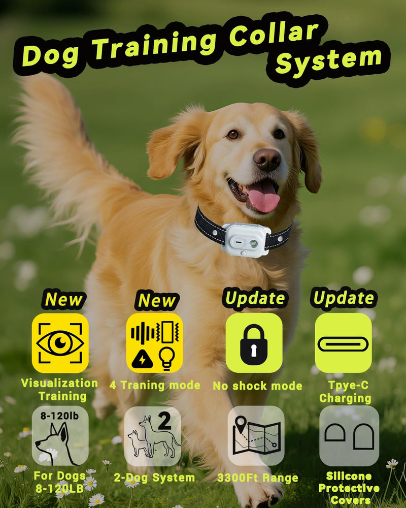 Dog Shock Collar, Dog Training Collar with Remote Control 3300FT Range, Electric Collar with Smart Light, Rechargeable Waterproof E Collar with for Small Medium Large Dogs(2pc-BB) - PawsPlanet Australia