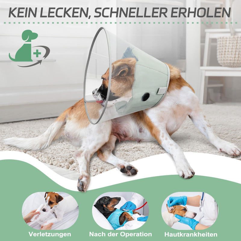 Supet Dog Collar to Prevent Licking with Soft Pad, Clear Elizabeth Recovery Cervical Collar After Surgery, Alternative Head Frill for Large, Medium and Small Dogs (Light Green, XL)