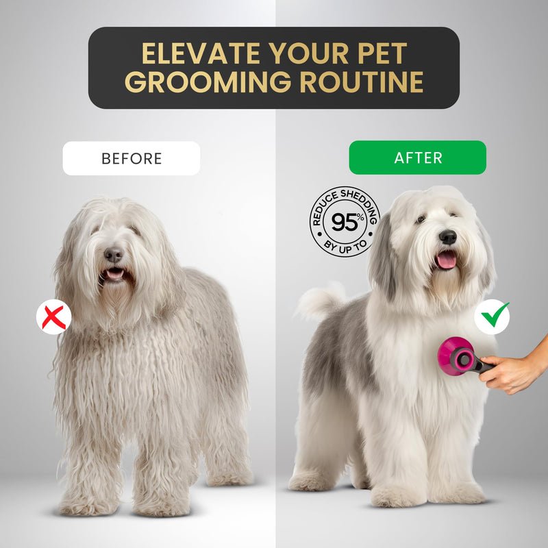 Pet Grooming Comb for Dogs and Cats - Detangling, Dematting, and Massaging with Self-Cleaning Button - Pet Care, New Puppy Gift, New Kitten Gift, Pet Grooming, Luxury Pet Care, Undercoat Rake, Black - PawsPlanet Australia