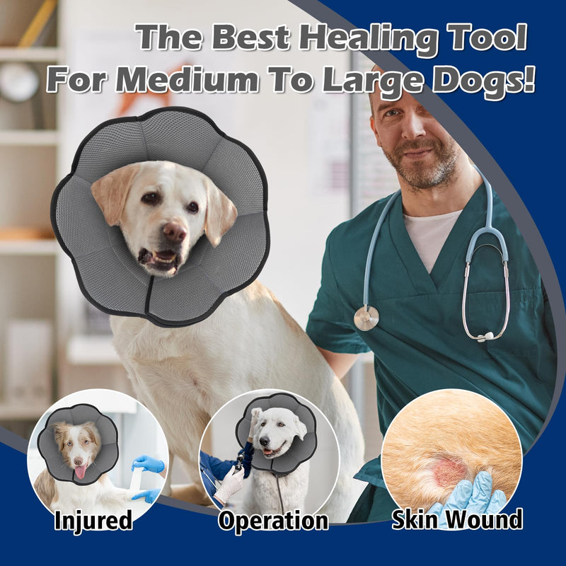Hard & Heavy Plastic Dog Cone Collar Alternative for Medium Dogs (French Bulldog Dachshund), Adjustable Elizabethan Protective Cone for Healing, Comfortable Recovery Collar Cone of Shame Anti-Lick M(Neck Girth:11.8"-14.5")