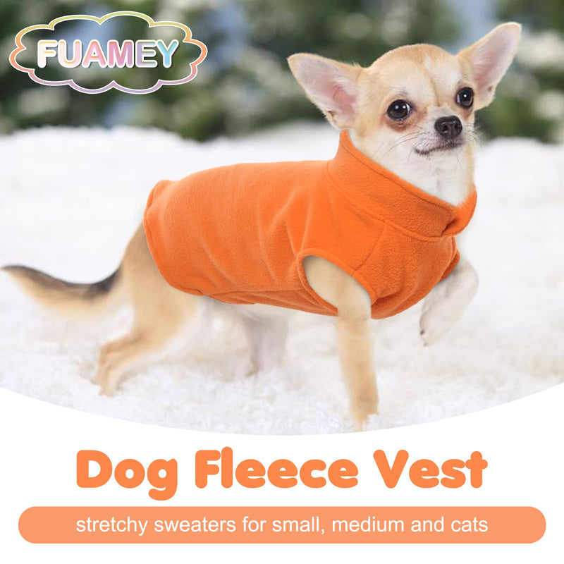 FUAMEY Dog Fleece Vest,Warm Sweatshirt Puppy Stretchy Sweater Pullover Dog Turtleneck Coat Dog Winter Jacket with Leash Hole, Dachshund Sweaters Yorkie Clothes for Small Medium Large Dogs Orange XS X-Small