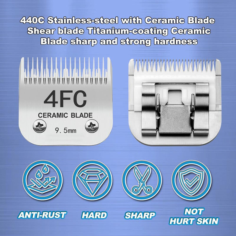 TRAH 3-3/4FC Blade Dog Grooming Clipper Replacement Blades Compatible with Andis Dog Clippers,Most A5, Wahl KM Series Clippers,Detachable Ceramic Blade,Size-3-3/4FC, 1/2-Inch Cut Length (13mm) Silver 3-3/4FC 13mm - PawsPlanet Australia