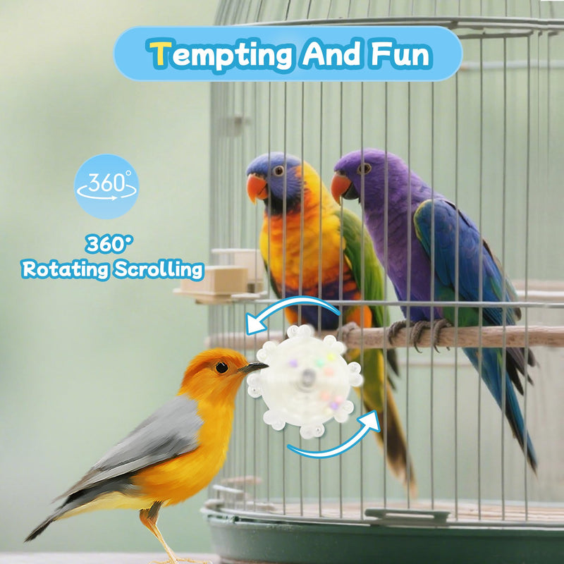 2 Colors Bird Toys for Parrots, Small Bird Cage Toys with Spinning Rattle, Hanging Roller Parakeet Cage Accessories for Chewing Exercise, Budgie Entertainment (White and Yellow) White and Yellow - PawsPlanet Australia