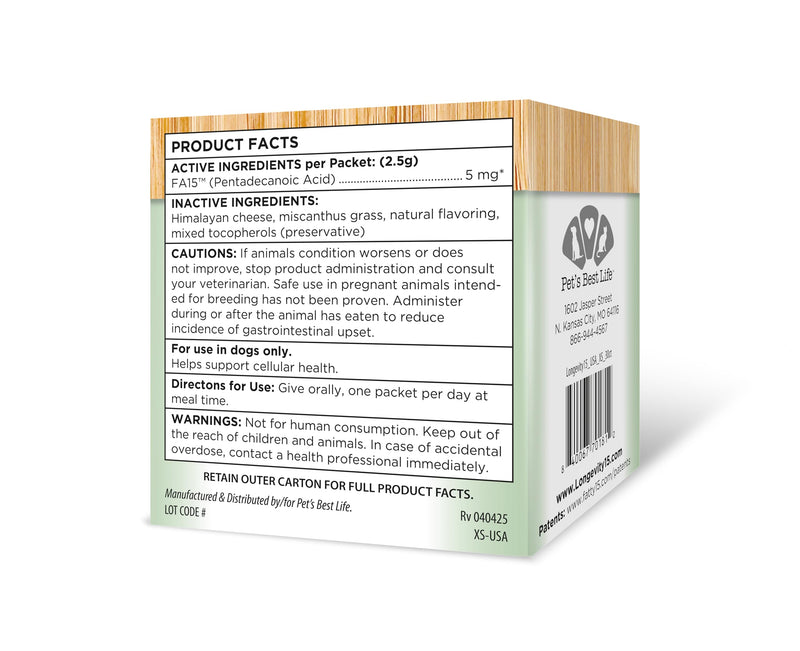 Yummy Combs Longevity15 – C15:0 – Fatty Acid Health Supplement for Dogs – Healthy Pet Supplies – for Extra Small Dogs, 1 Pack Pack of 1 - PawsPlanet Australia