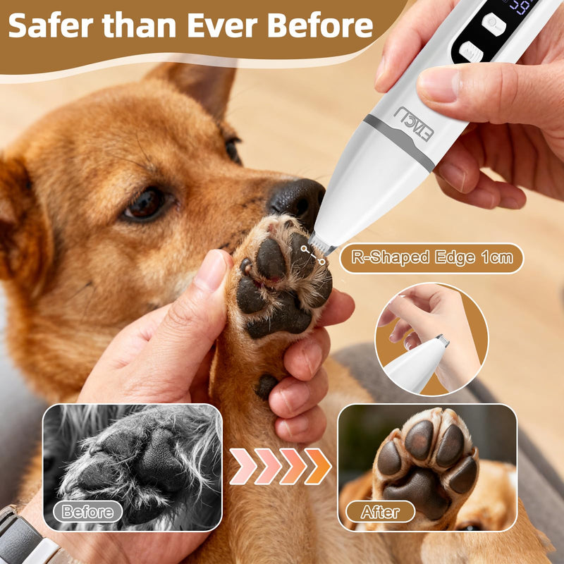 ETACCU 4 in 1 Dog Clippers Grooming Kit with LED Display Dog Clippers & Paw Trimmer Low Noise Cordless Pet Shaver Trimmer Nail Grinder for Dogs and Cats