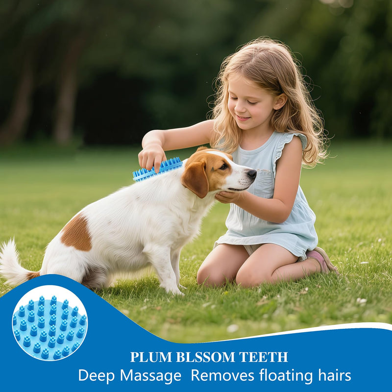 Lilpep Dog Brush - 2-in-1 Double Sided Bath & Massage Brush for Dogs, Pet Shampoo Scrubber, Gentle Hair Cleaning Tool, Soft Rubber Grooming Brush for Short/Long Haired Puppies - PawsPlanet Australia