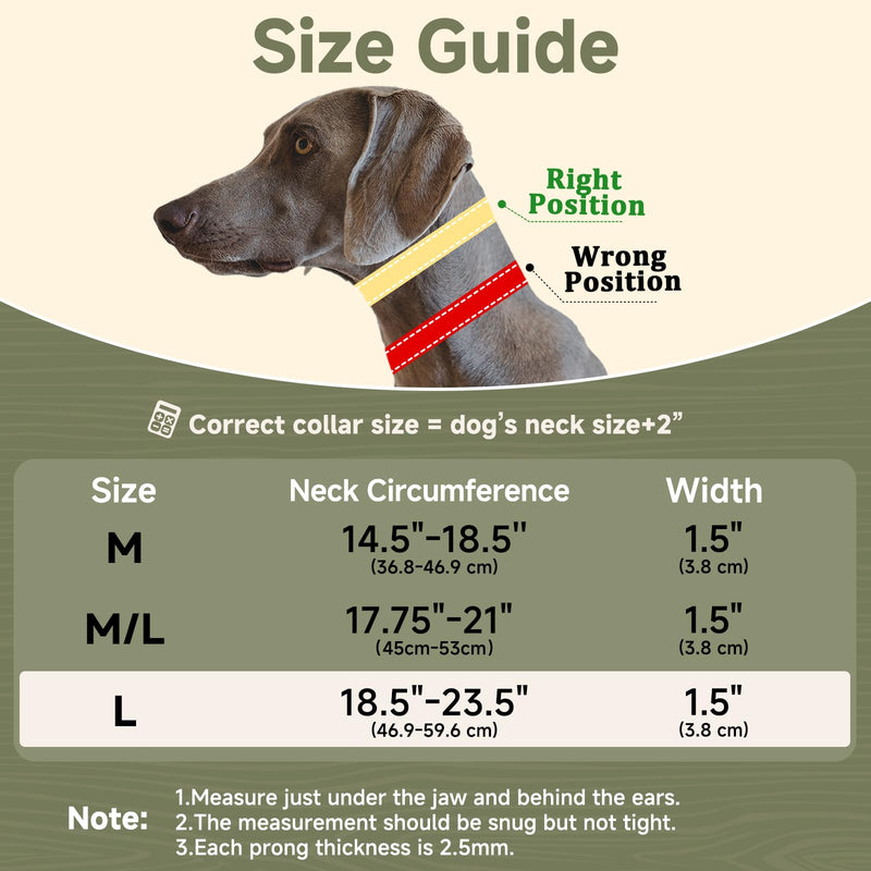 Mayerzon Martingale No Pull Collar for Medium Large Dogs German Shepherd Doberman Pitbull, Patented Anti Pull Correction Dog Collar for Walking Training, Reflective, Adjustable, Hidden(L, Army Green) Large,2.5mm,18.5-23.5"Neck