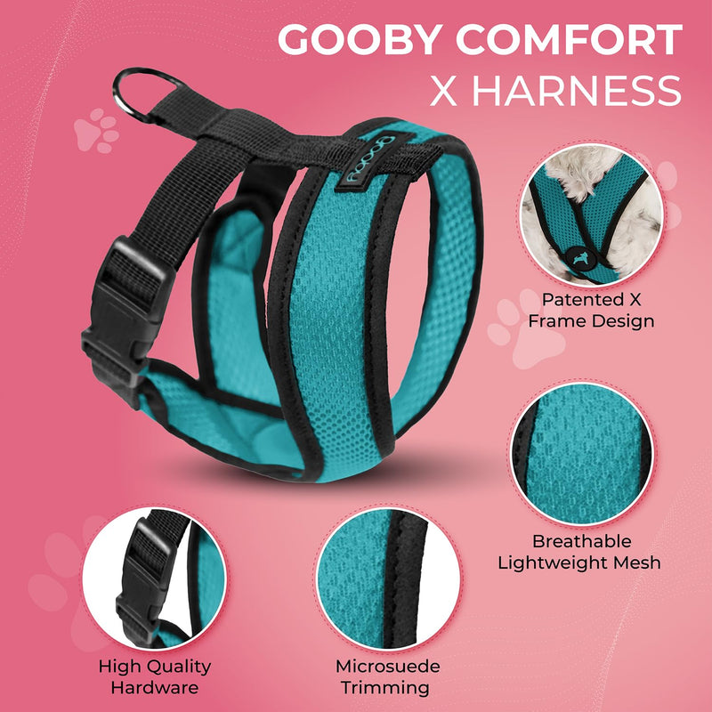 Gooby Comfort X Head-in Harness – Medium Dog Harness (9–15 lbs), Turquoise, No Pull, Choke-Free Design Medium Chest (14.25-18.75") - PawsPlanet Australia