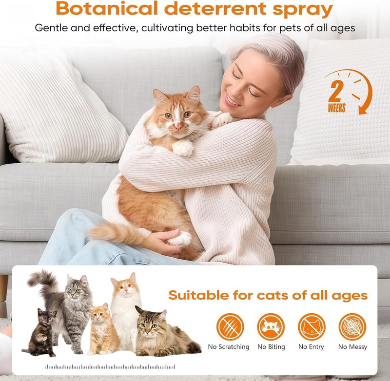 Cat Deterrent Spray 2 Pack, Natural Non-Toxic Plant Based Anti-Scratch & Anti-Marking Spray for Cats & Kittens, Orange Scent Pet Training Aid, Safe for Pets, Indoor Outdoor Furniture, Protector - PawsPlanet Australia