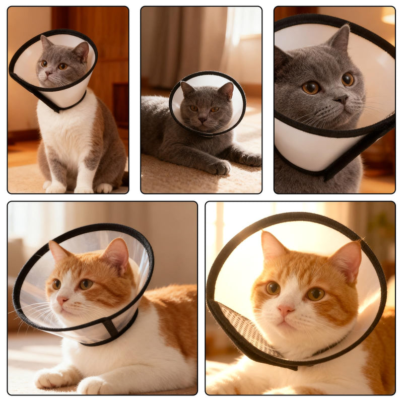 2 Pack Cat Cones to Stop Licking, Soft Comfortable Adjustable Dog Cone After Surgery Pet E Collar Pet Recovery Cones Alternative to Plastic Elizabeth HeadCollar for Cats Kitten Puppy(Size M)