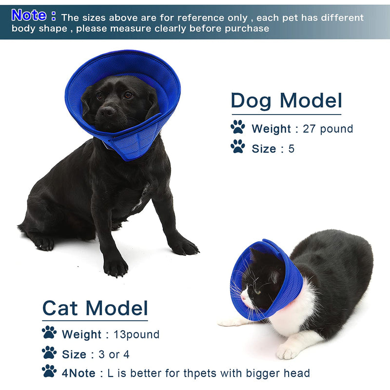 Breathable Mesh Elizabethan Collar, Soft Adjustable E-collor For Pet Dogs Cats Rabbit Quicker Healing Anti-Bite Anti-Lick Easy Eat and Drink(Blue) Size 5 for small to medium dogs Blue - PawsPlanet Australia