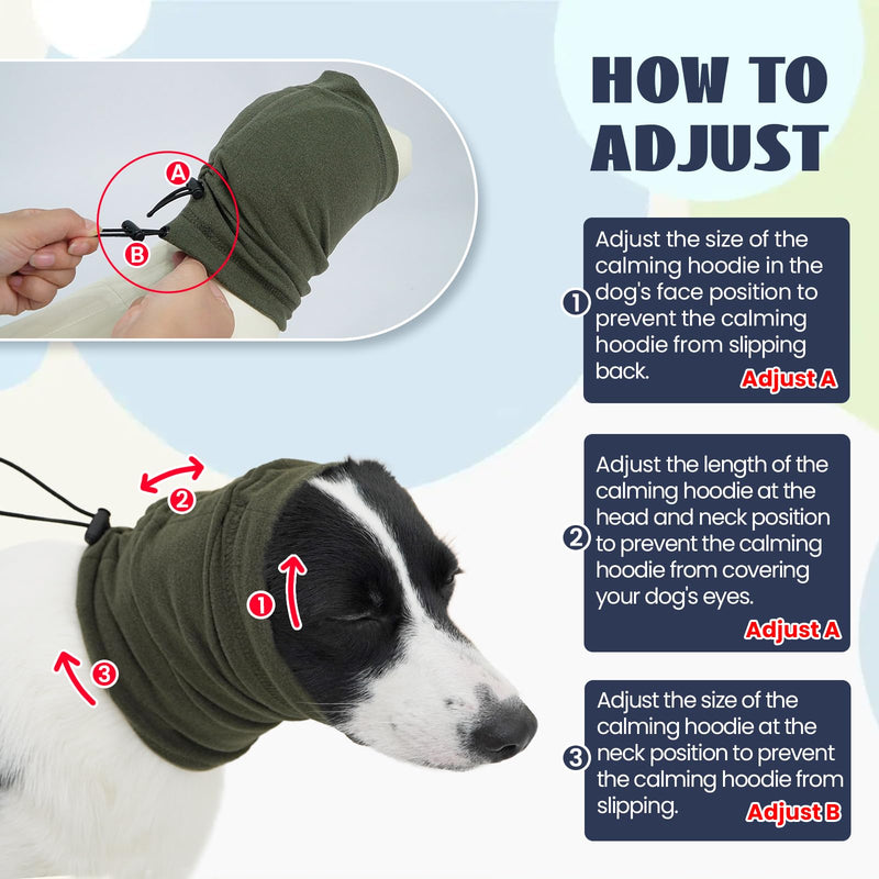 Nanaki Dog Calming Hoodie,Upgrade Anti-Slip Hematomas Ear Wraps For Dogs Ear Covers,Adjustable Dog Ear Muffs Noise Protection,Fireworks Dog Ear Protector Dog Grooming Ear Cover Dog Head Wrap Dog Snood Large Green - PawsPlanet Australia