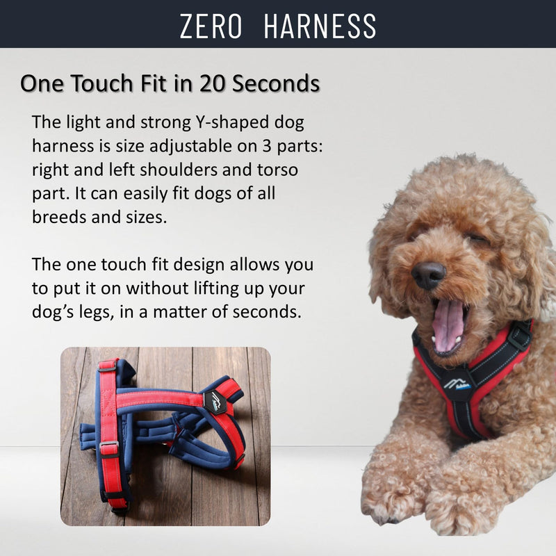 [白山:Hakusan] Zero Dog Harness Denim Type, Safe - No chocking/Hard to Disconnect, Great fit - Easy Put on and Off/Adjustable, Reflector, XS - Small & Medium Dog, Two-Tone Hot Pink × Denim Hot Pink×Denim - PawsPlanet Australia