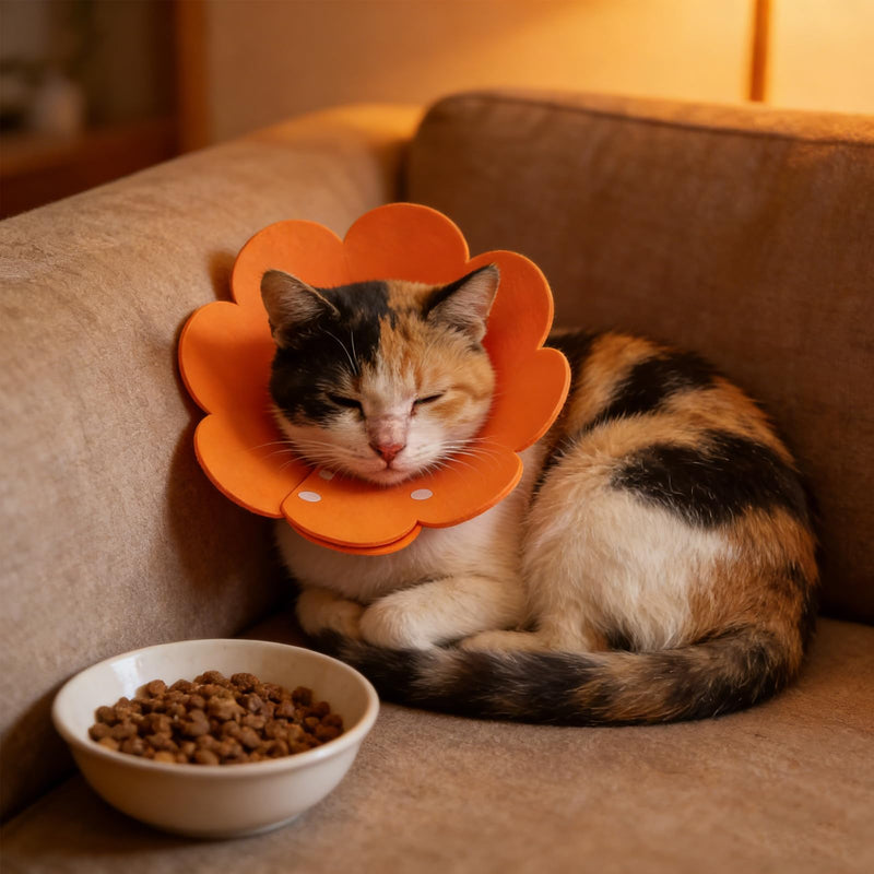 4 Pieces Cat Protective Collar, Cat Neck Brace, Pet Neck Brace Flower Shape, Soft Protective Collars for Cats and Dogs, Yellow, Orange, Pink and Blue