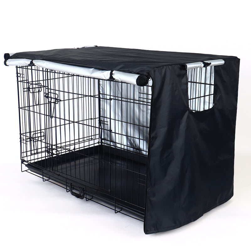 Durable Dog Crate Cover-Double Door, Pet Kennel Cover Waterproof Anti-UV Dog Cage Cover Fit for 24-48 inches Crate -Black 36 inch Black - PawsPlanet Australia