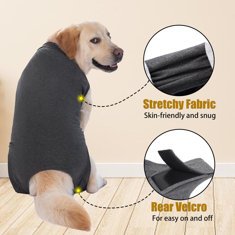 Dog Surgery Recovery Suit Medical Pet Shirt Recovery Suits for After Surgery Female Male Dog Surgical Suit Dogs Cone Collar Alternative Protect Wounds Spay Suits for Puppy Medium Large Dogs XL Grey