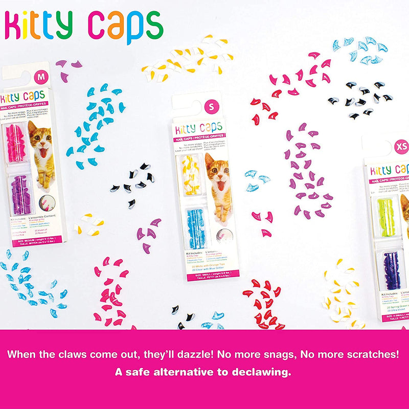 Kitty Caps Nail Caps for Cats Safe, Stylish & Humane Alternative to Declawing Covers Cat Claws, Stops Snags and Scratches, Small (6-8 lbs), Pure White & Coral Red (Pack of 1) Small (6-8 lbs) 1-Pack - PawsPlanet Australia