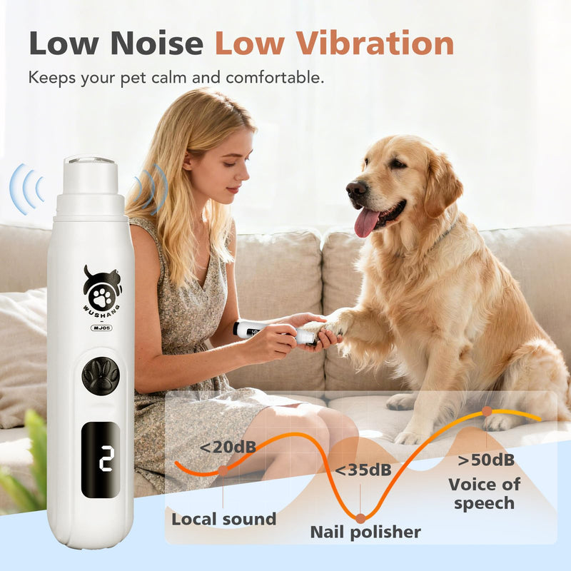 LINFOX 2-Pack Dog Nail Grinder, 3-Speed Low Vibration Quiet Electric Pet Nail Trimmer with Digital Display, Rechargeable USB-C Cat & Dog Nail File for Small Medium Large Pets - PawsPlanet Australia