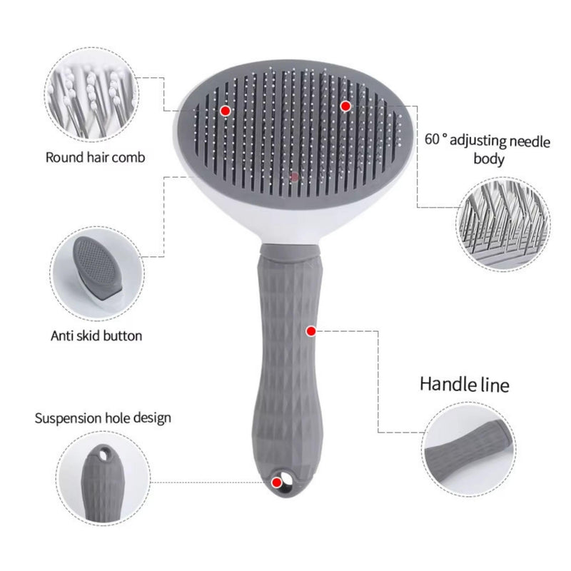 PSPS Pet Deshedding Brush, Self-Cleaning Slicker Brush for Dogs and Cats, Grooming Tool - PawsPlanet Australia