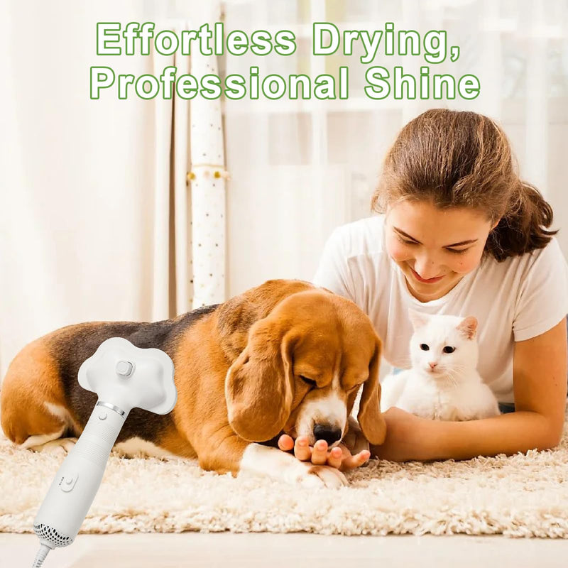 Professional Pet Grooming Dryer Brush – 3-in-1 Dog Blow Dryer with Slicker Brush, Adjustable Temp, Overheat Safe, Salon Quality - PawsPlanet Australia