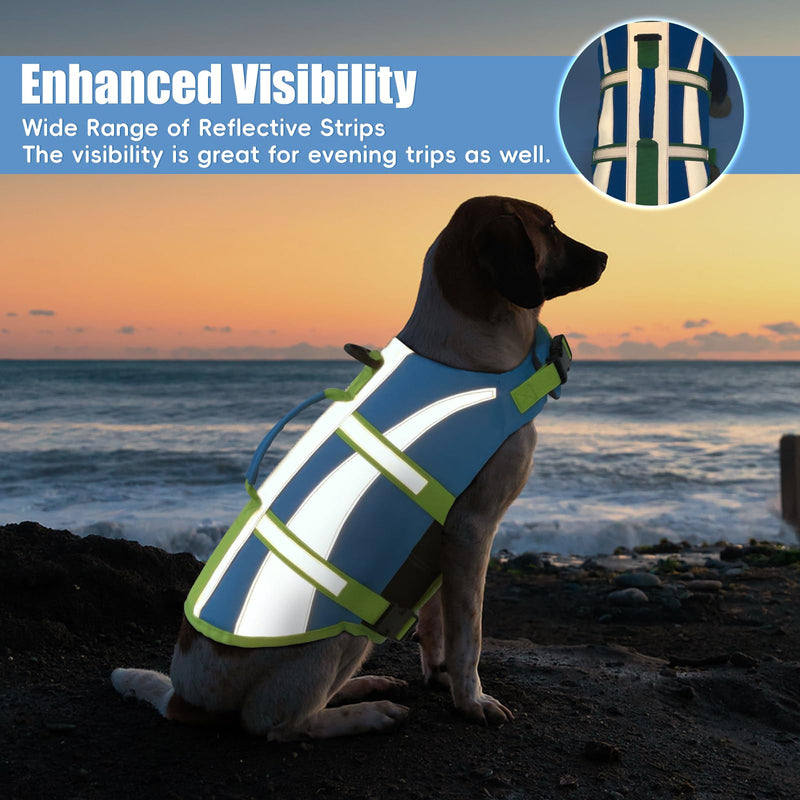 EMUST Dog Life Vests, Adjustable Dog Life Jackets for Small Dogs with Enhanced Buoyancy, Small Dog Flotation Vest with Durable Rescue Handle, NewBlue, XS - PawsPlanet Australia