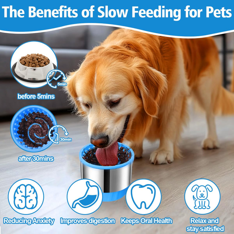 AIERSA Dog Freeze Bowl, Lick Bowl for Dogs, Upgraded Metal Anti-Chew Prottection, Slow Eating Dog Bowl, Dog Peanut Butter Lick Bowl,Silicone Slow Feeder Dog Bowls for Large Small Puppy Dogs - PawsPlanet Australia